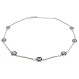PurpleLuck 925 Silver Mystic Evil Eye Anklet. gifting for girlfriend and daily wear
