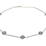 PurpleLuck 925 Silver Mystic Evil Eye Anklet. gifting for girlfriend and daily wear