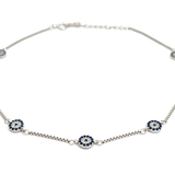 PurpleLuck 925 Silver Mystic Evil Eye Anklet. gifting for girlfriend and daily wear