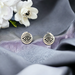 PurpleLuck Evil Eye Oxidized Silver Earrings Anti-Nazar Simple daily wear studs