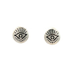 PurpleLuck Evil Eye Oxidized Silver Earrings Anti-Nazar Simple daily wear studs