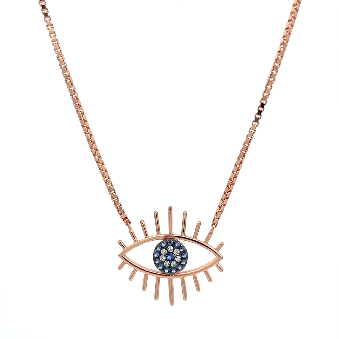 PurpleLuck Eye of Horus Evil Eye Rose Gold Pendant. Anti-Nazar Sterling Silver necklace for women and girls. Ideal Gifting for girlfriend