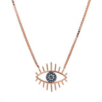 PurpleLuck Eye of Horus Evil Eye Rose Gold Pendant. Anti-Nazar Sterling Silver necklace for women and girls. Ideal Gifting for girlfriend