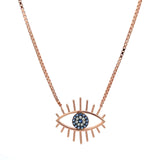 PurpleLuck Eye of Horus Evil Eye Rose Gold Pendant. Anti-Nazar Sterling Silver necklace for women and girls. Ideal Gifting for girlfriend