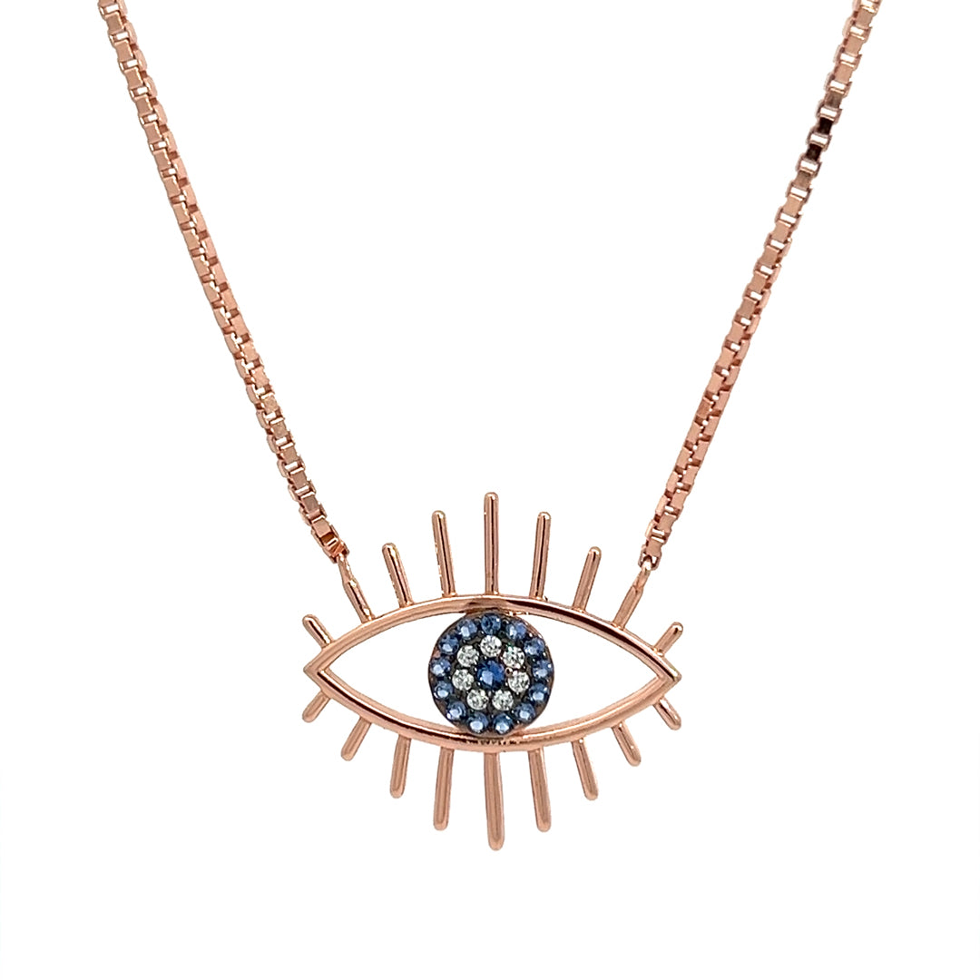 PurpleLuck Eye of Horus Evil Eye Rose Gold Pendant. Anti-Nazar Sterling Silver necklace for women and girls. Ideal Gifting for girlfriend