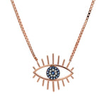 PurpleLuck Eye of Horus Evil Eye Rose Gold Pendant. Anti-Nazar Sterling Silver necklace for women and girls. Ideal Gifting for girlfriend