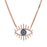PurpleLuck Eye of Horus Evil Eye Rose Gold Pendant. Anti-Nazar Sterling Silver necklace for women and girls. Ideal Gifting for girlfriend
