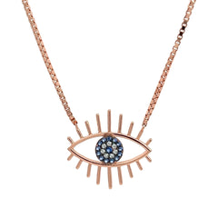PurpleLuck Eye of Horus Evil Eye Rose Gold Pendant. Anti-Nazar Sterling Silver necklace for women and girls. Ideal Gifting for girlfriend