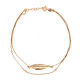 PurpleLuck Double Layered Feather 925 Silver Anklet. Delicate anklet with adjustable chain for girls