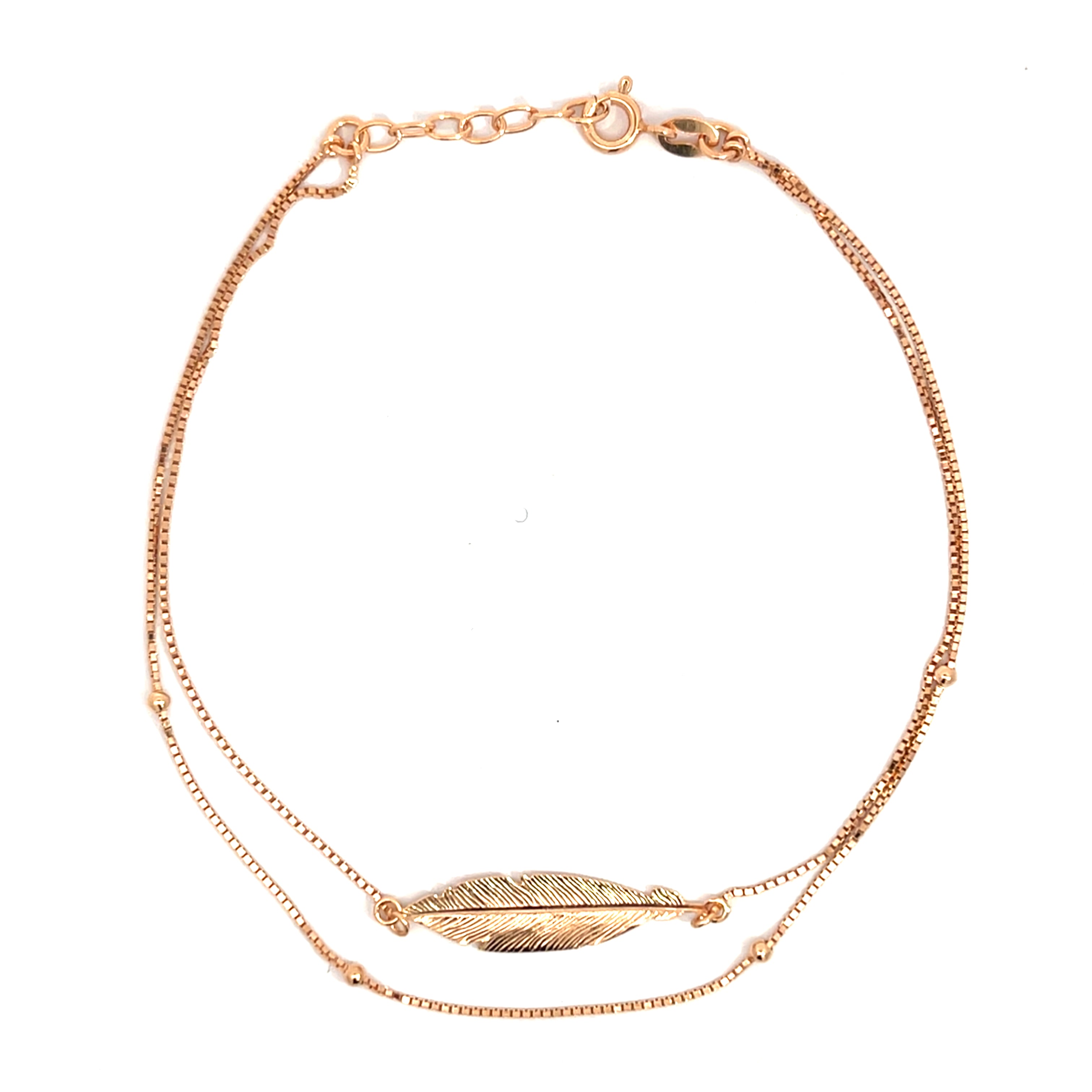PurpleLuck Double Layered Feather 925 Silver Anklet. Delicate anklet with adjustable chain for girls