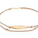 PurpleLuck Double Layered Feather 925 Silver Anklet. Delicate anklet with adjustable chain for girls