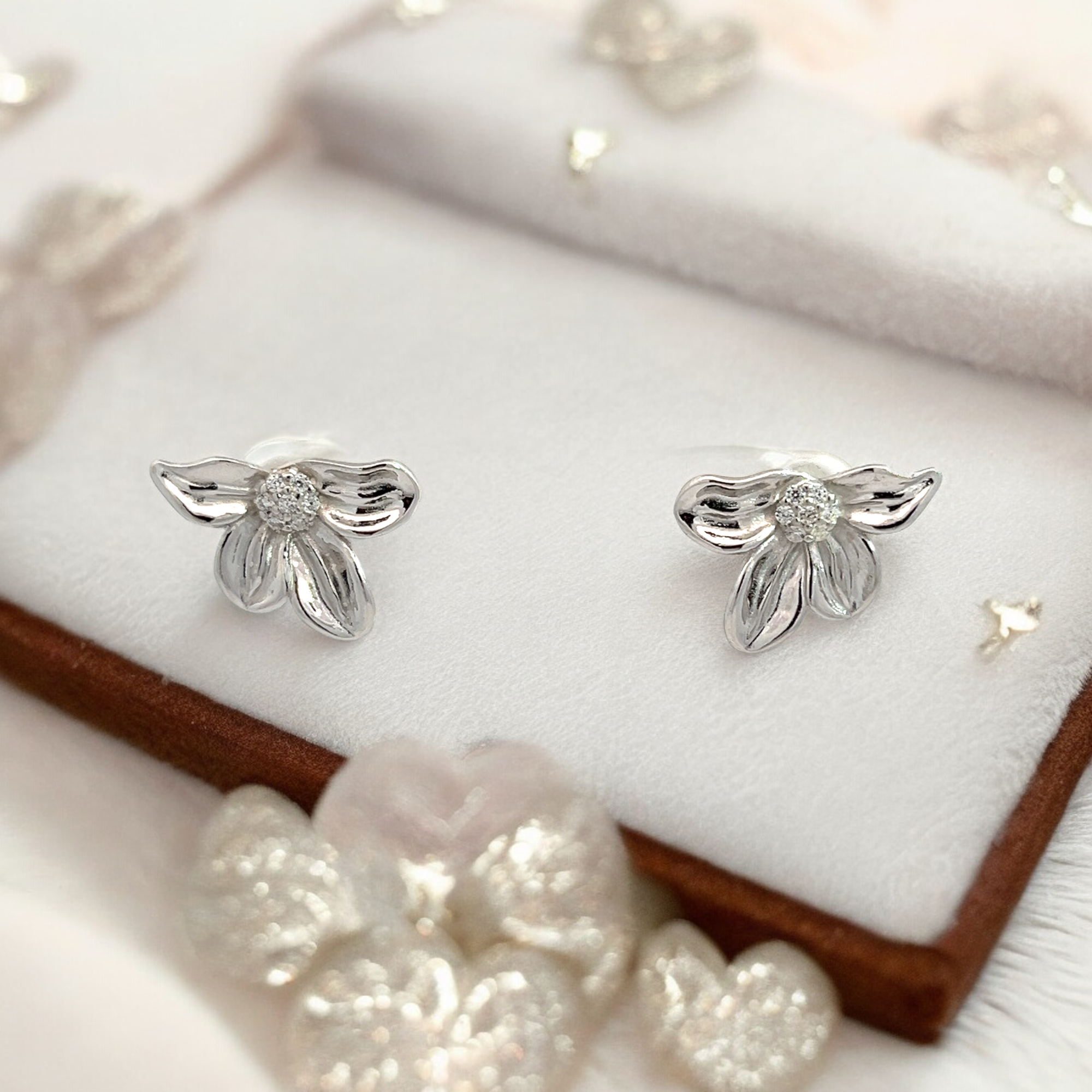 PurpleLuck- Flower Silver Earrings