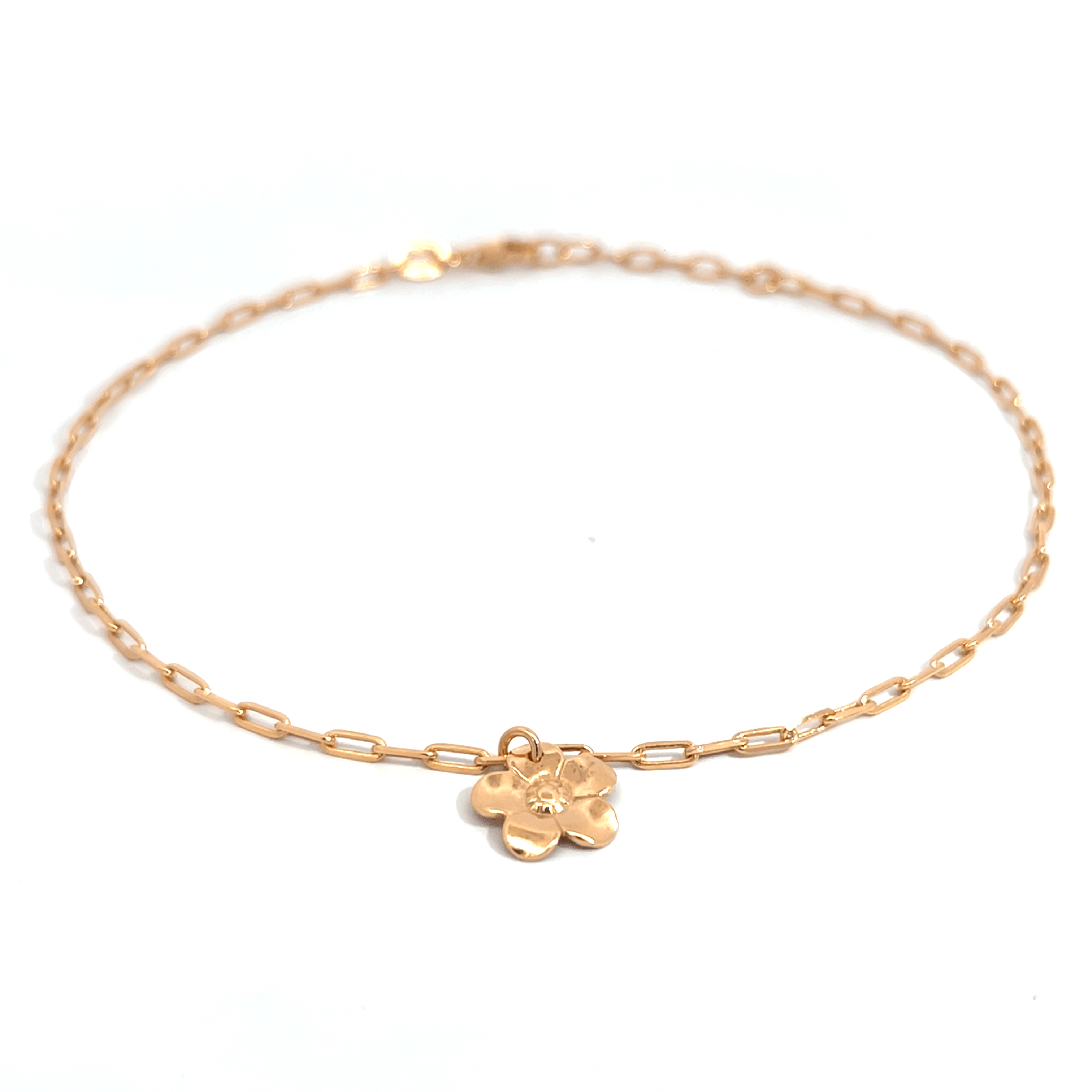 PurpleLuck Rose Gold Delicate Daisy Anklet. Sterling silver daily wear anklet wit floral design