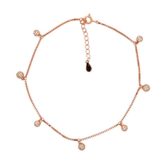 Purpleluck Genelia 925 Silver Anklet- Rose Gold plated anklet with adjustable length. Simple and elegant design for women