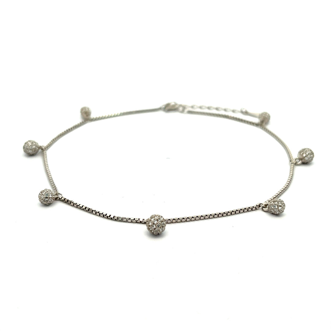 PurpleLuck Genelia Silver Anklet. Sterling Silver trendy and modern ankle jewellery for women and girls. Festive wear adjustable anklet