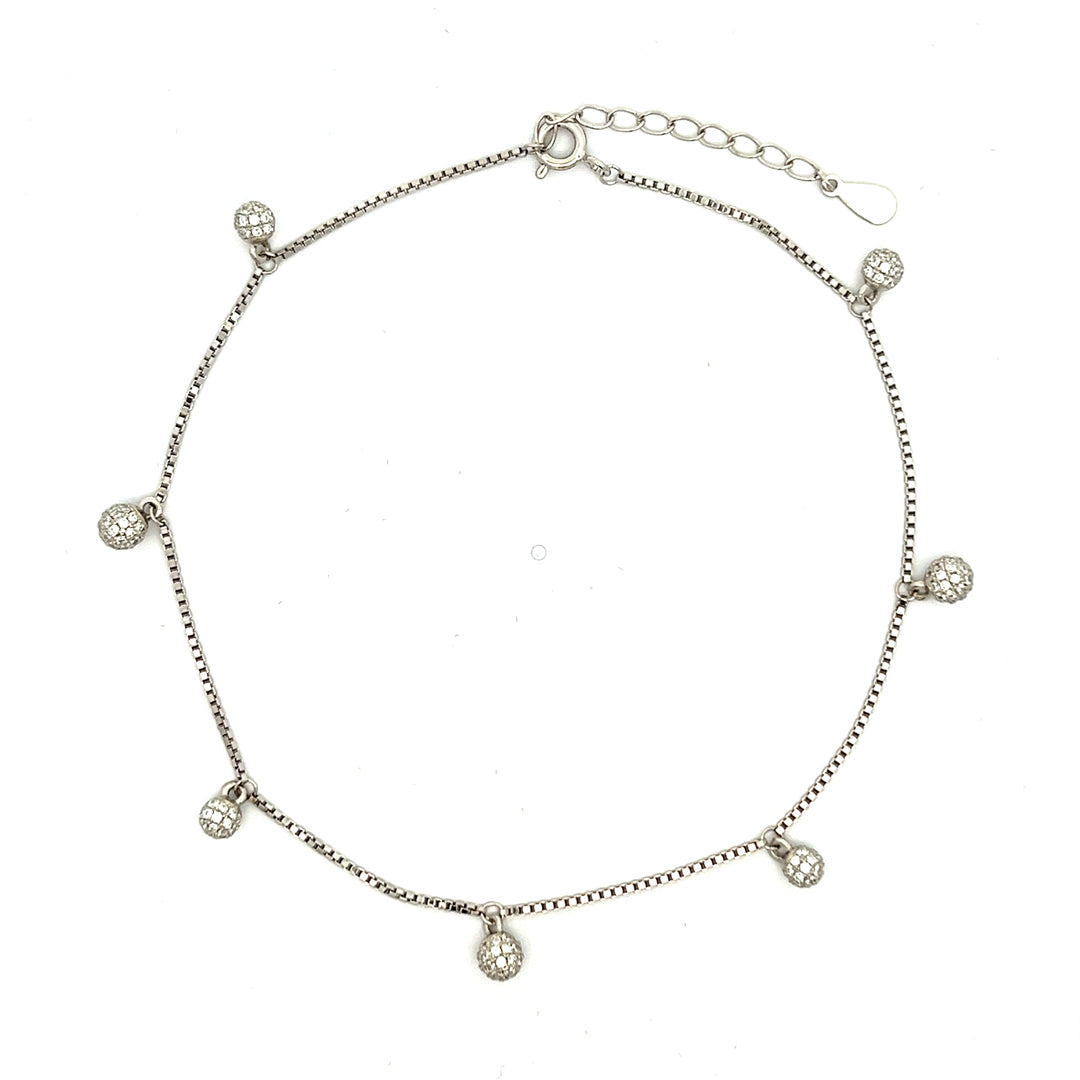 PurpleLuck Genelia Silver Anklet. Sterling Silver trendy and modern ankle jewellery for women and girls. Festive wear adjustable anklet