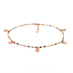 PurpleLuck Giorgia Rose Gold Anklet. Sterling Silver beaded anklet for girls and women or daily wear
