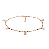 PurpleLuck Giorgia Rose Gold Anklet. Sterling Silver beaded anklet for girls and women or daily wear