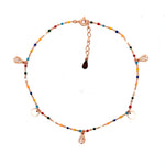 PurpleLuck Giorgia Rose Gold Anklet. Sterling Silver beaded anklet for girls and women or daily wear