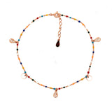 PurpleLuck Giorgia Rose Gold Anklet. Sterling Silver beaded anklet for girls and women or daily wear
