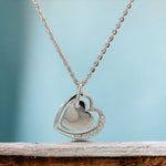 PurpleLuck Heart Of Glass Silver Pendant. Sterling Silver charming romantic gift for girlfriend.