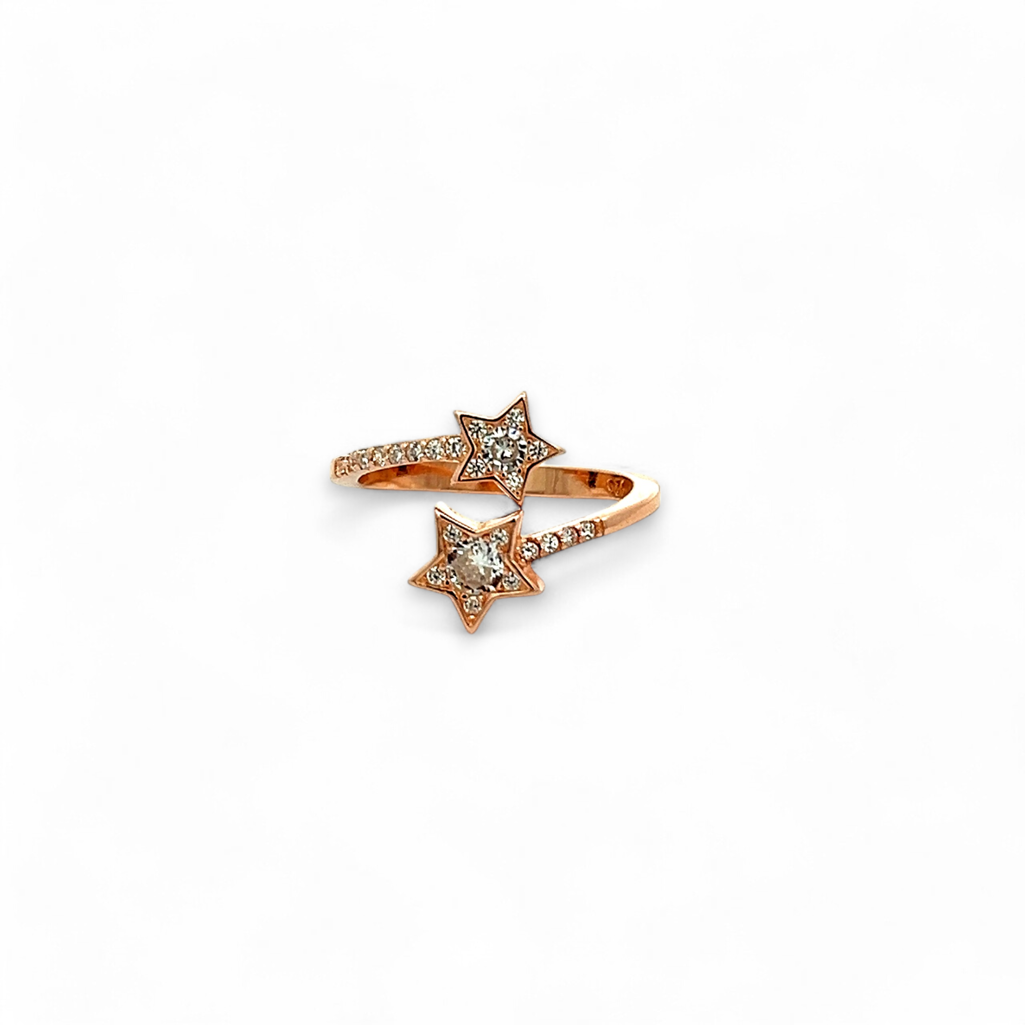 PurpleLuck Shooting Star Rose Gold Ring. 925 Silver Elegant and modern adjustable ring for women and girls