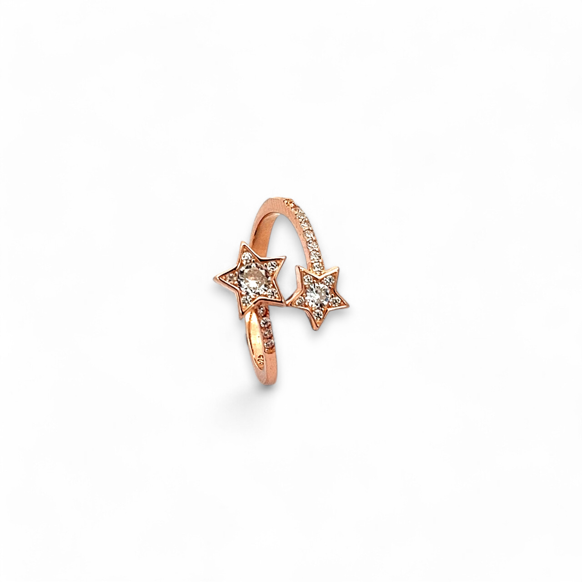 PurpleLuck Shooting Star Rose Gold Ring. 925 Silver Elegant and modern adjustable ring for women and girls