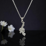 Purpleluck Dazzle Pistol 925 Silver Pendant pistol shaped pendant with chain for women