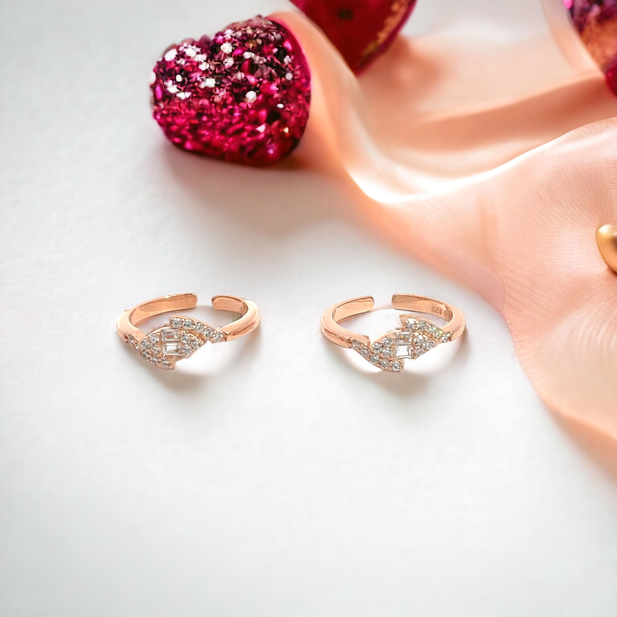 PurpleLuck Hansika Rose Gold Toe Rings . Sterling Silver simple Indian Jewellery. Gift for Wife.
