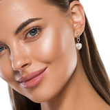 PurpleLuck Rose Gold Love Earrings, 925 Silver heart shape earring for Valentine day gift