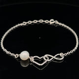 PurpleLuck- Infinite Love Silver Pearl Bracelet