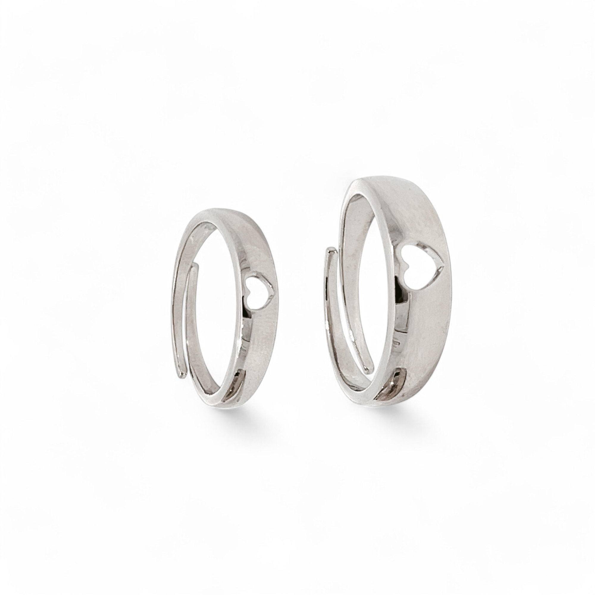 PurpleLuck Heartthrob 925 Silver Couple Bands with heart design. Adjustable designer rings for Couples