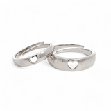 PurpleLuck Heartthrob 925 Silver Couple Bands with heart design. Adjustable designer rings for Couples