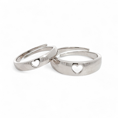 PurpleLuck Heartthrob 925 Silver Couple Bands with heart design. Adjustable designer rings for Couples