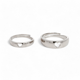 PurpleLuck Heartthrob 925 Silver Couple Bands with heart design. Adjustable designer rings for Couples