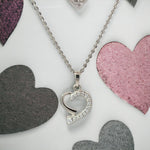 PurpleLuck Pageant 925 Silver Heart Necklace. Romantic gift for girlfriend and wife. Dainty daily wear pendant