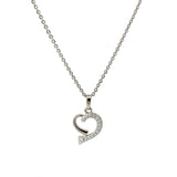 PurpleLuck Pageant 925 Silver Heart Necklace. Romantic gift for girlfriend and wife. Dainty daily wear pendant