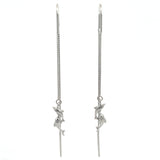 PurpleLuck Helena 925 Silver Thread Earrings with Elegant design for daily wear dolphin charm earrings 
