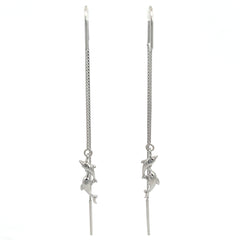 PurpleLuck Helena 925 Silver Thread Earrings with Elegant design for daily wear dolphin charm earrings 