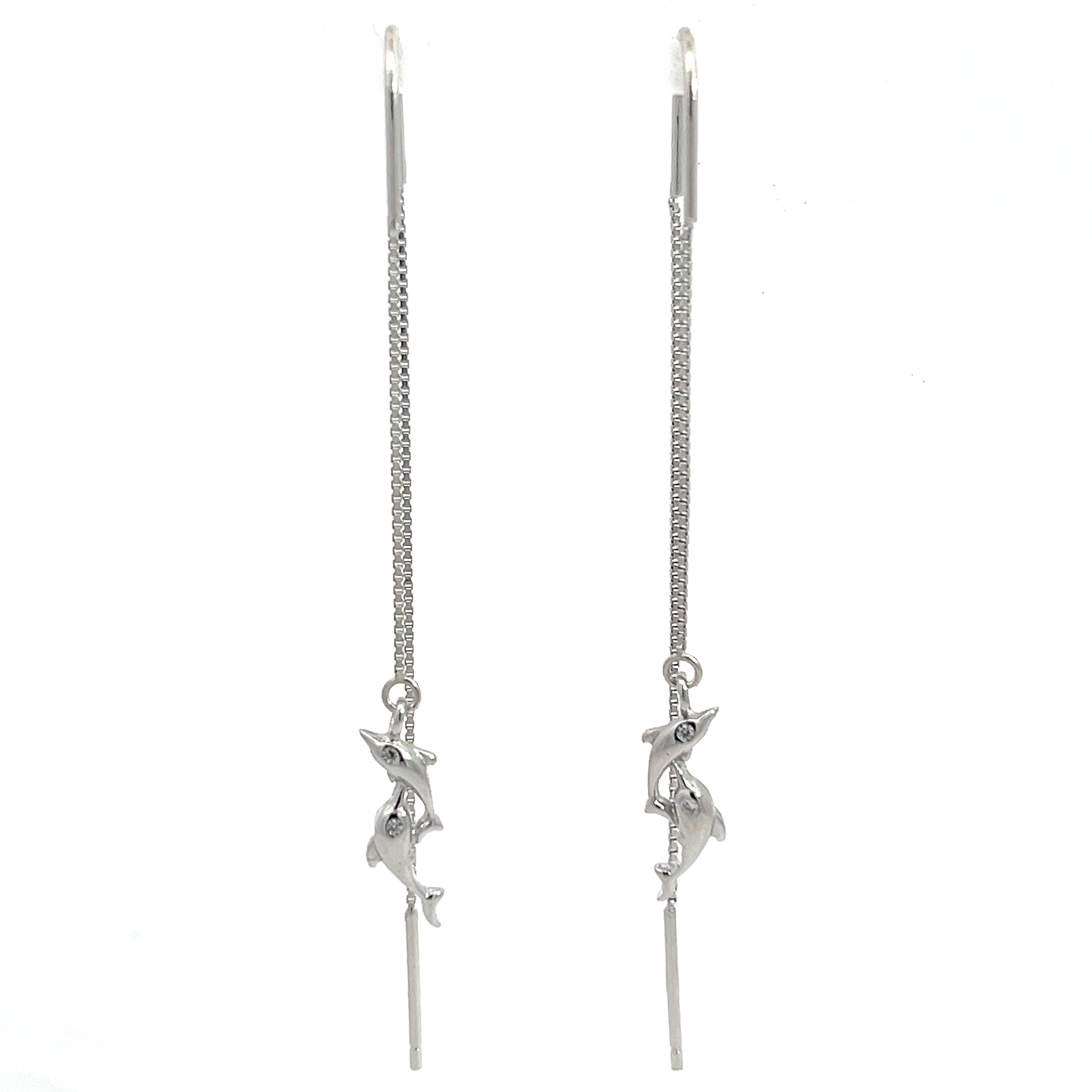 PurpleLuck Helena 925 Silver Thread Earrings with Elegant design for daily wear dolphin charm earrings 