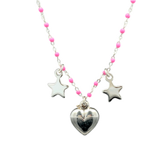 Purpleluck Heartfelt Constellation 925 Silver Necklace. Heart and star shaped necklace for gifting to girfriend