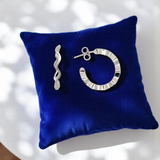 Purpleluck Ribbed radiance 925 Silver Earrings for girls. Daily wear lightweight hoop earrings