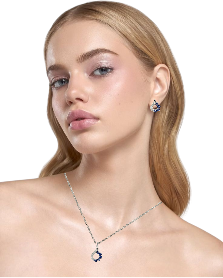 PurpleLuck Silver Imperial Blossom Pendant Set. Sterling silver set for a birthday gift