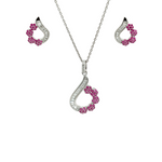 PurpleLuck Silver Imperial Bloom Pendant Set