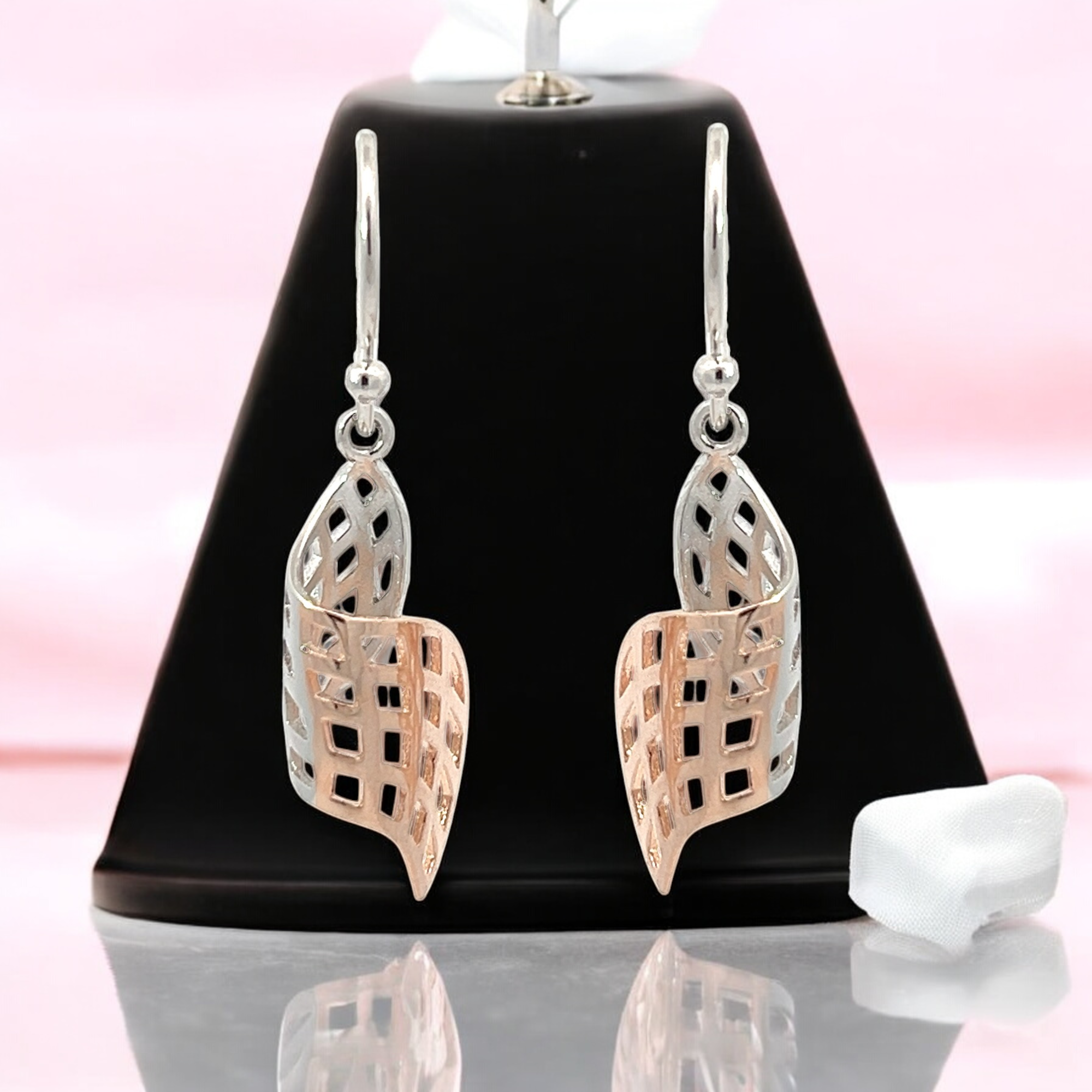 PurpleLuck -  Iris Rose Gold and Silver Spiral Earrings