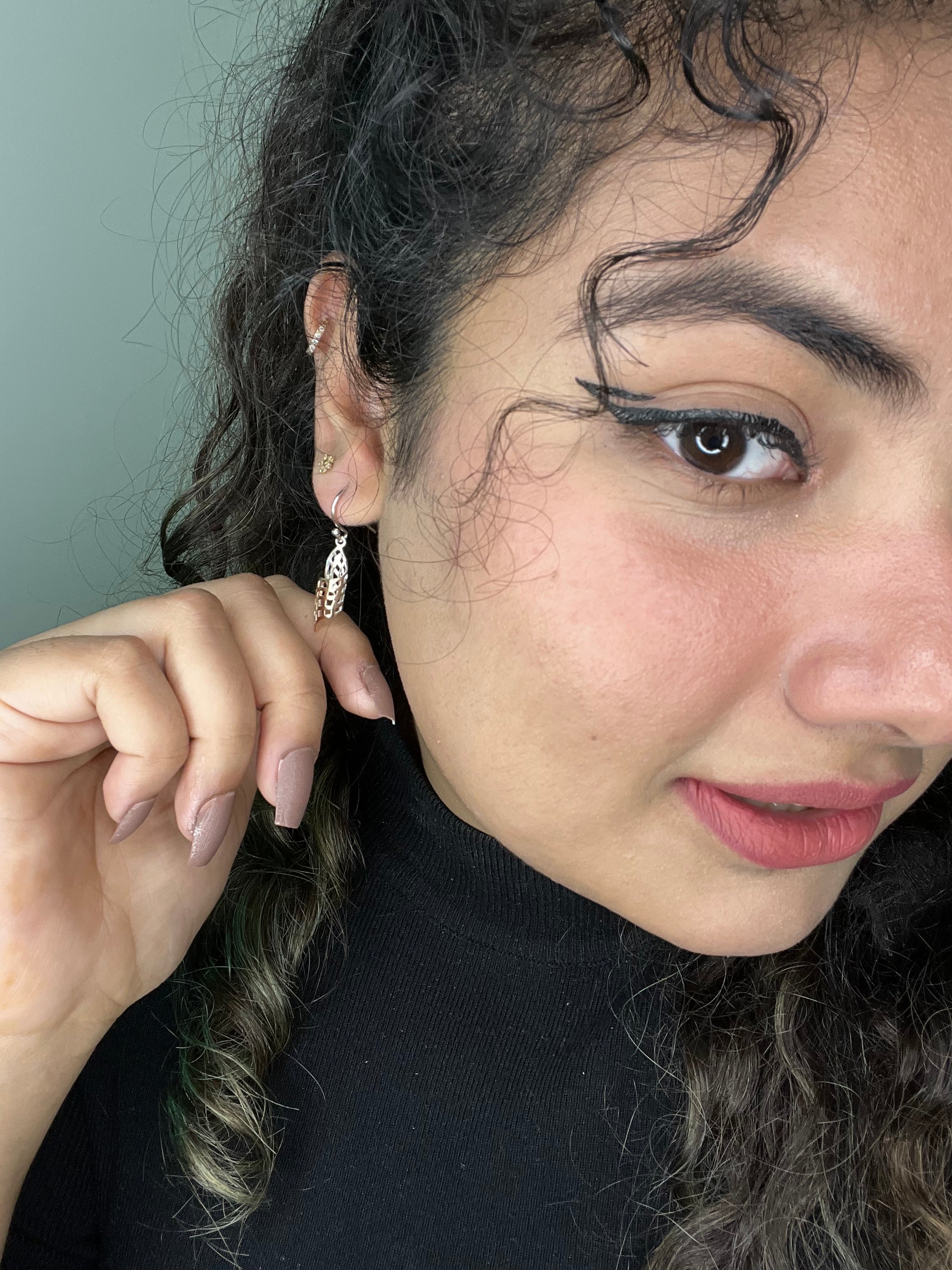 PurpleLuck -  Iris Rose Gold and Silver Spiral Earrings