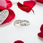 PurpleLuck Jamie Silver Couple Rings. Sterling Silver minimal style rings for romantic gift for Him and Her. Wedding and anniversary gift