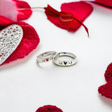 PurpleLuck Jamie Silver Couple Rings. Sterling Silver minimal style rings for romantic gift for Him and Her. Wedding and anniversary gift