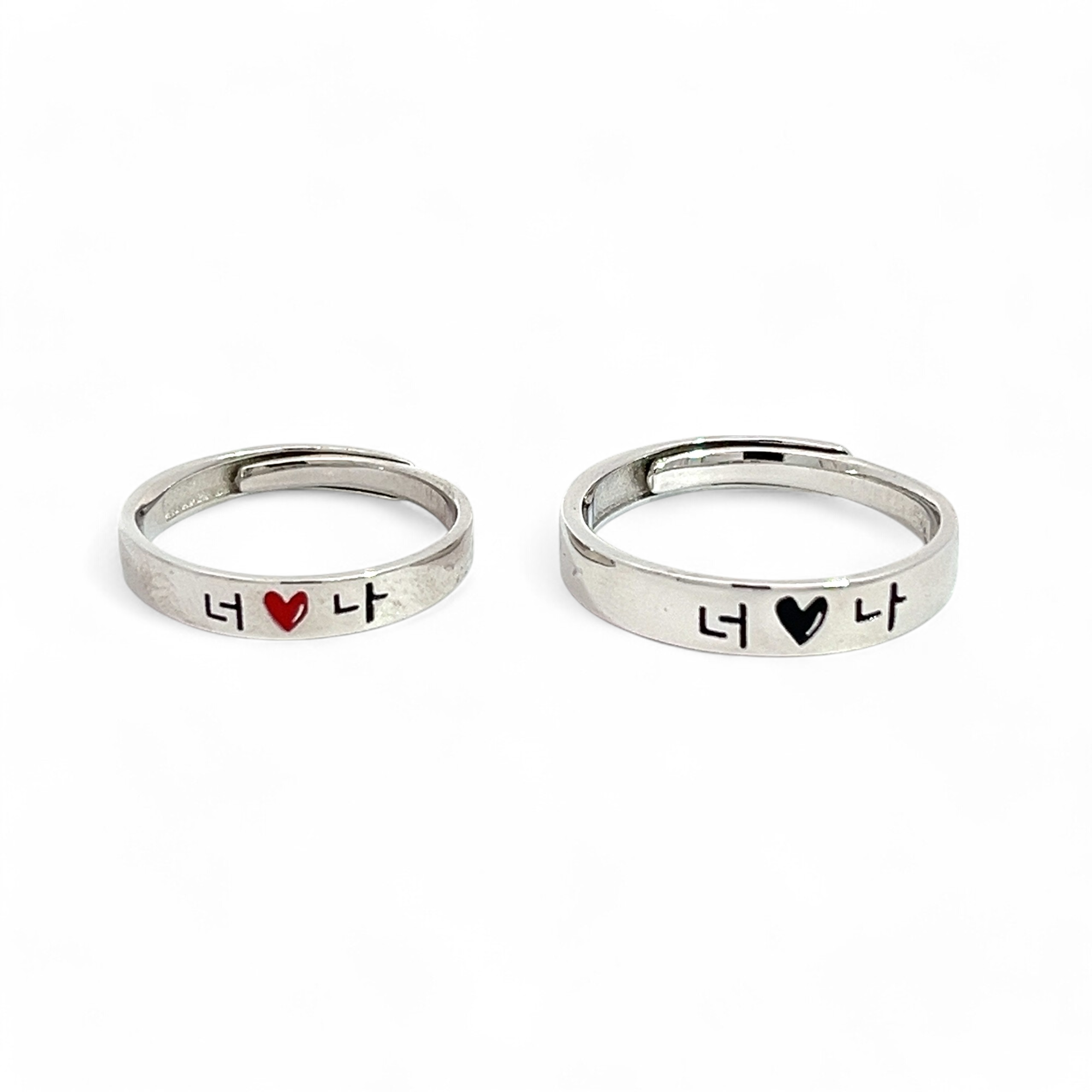PurpleLuck Jamie Silver Couple Rings. Sterling Silver minimal style rings for romantic gift for Him and Her. Wedding and anniversary gift