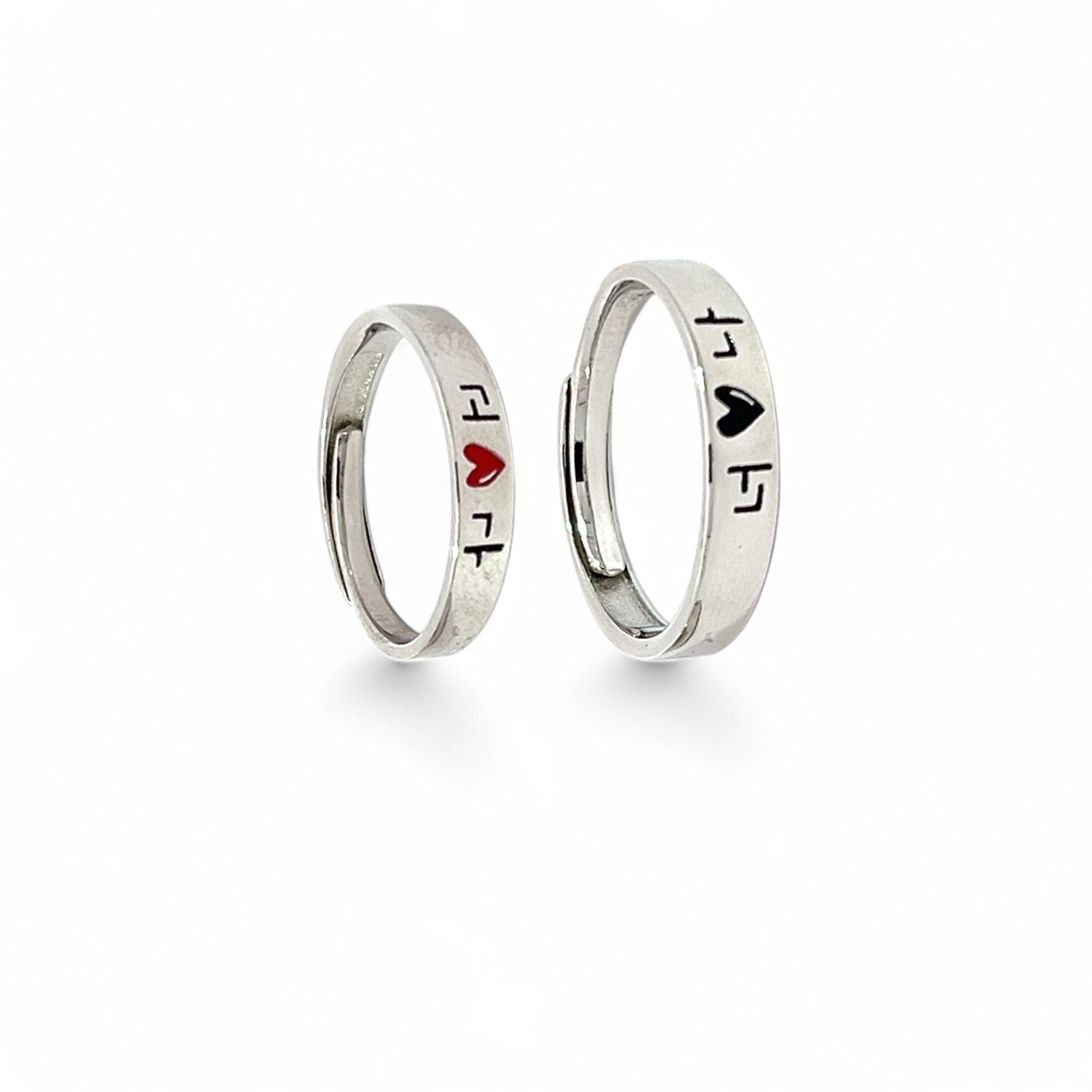 PurpleLuck Jamie Silver Couple Rings. Sterling Silver minimal style rings for romantic gift for Him and Her. Wedding and anniversary gift